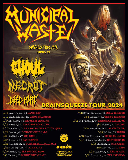 Ghoul, Necrot, And Dead Heat To Support Municipal Waste On Brainsqueeze Tour 2024; Tickets On Sale This Friday