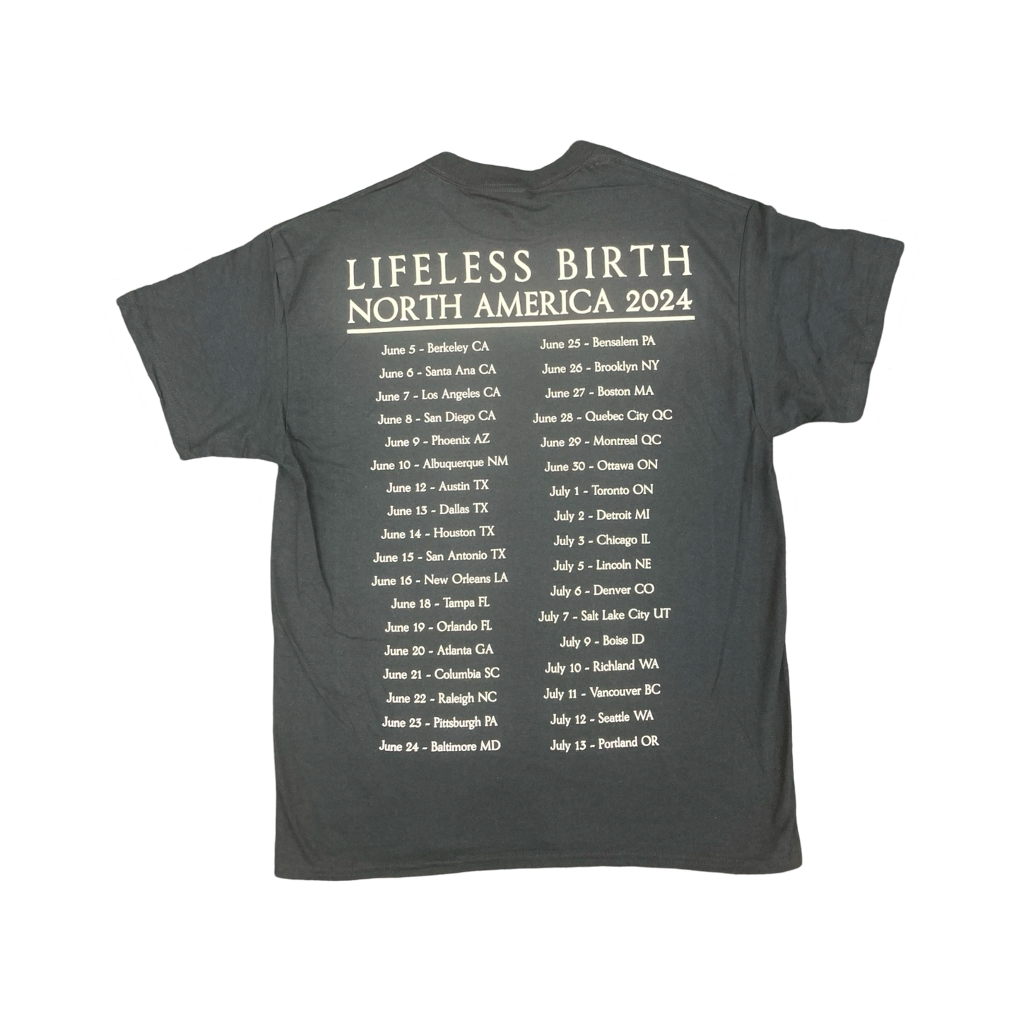 Lifeless Birth Black and White Tour Shirt 2024